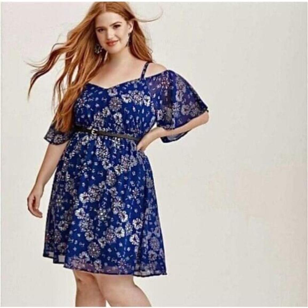 torrid Navy Floral Maxi Dress with Metallic Accents